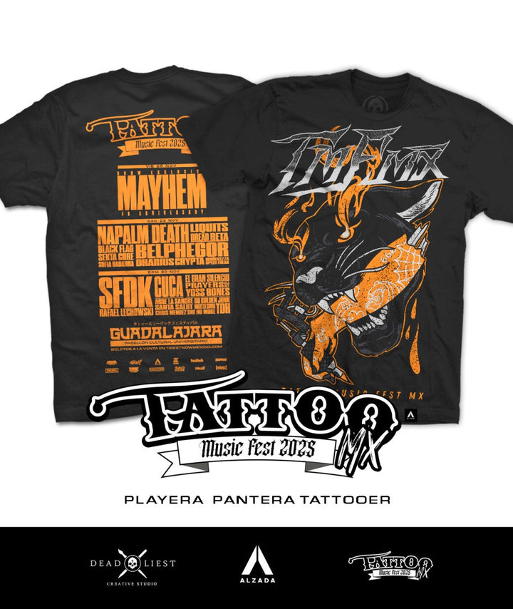Playera Pantera Tattooer - Alzada Streetwear - Merch, Shows y Mas